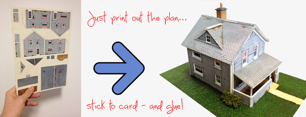 This is just one of the houses you can print out, stick to card, and 